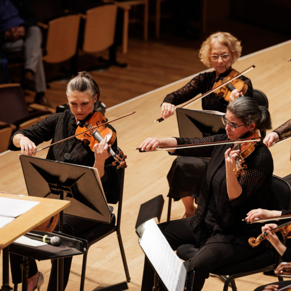 NatPhil violinists are playing during a concert